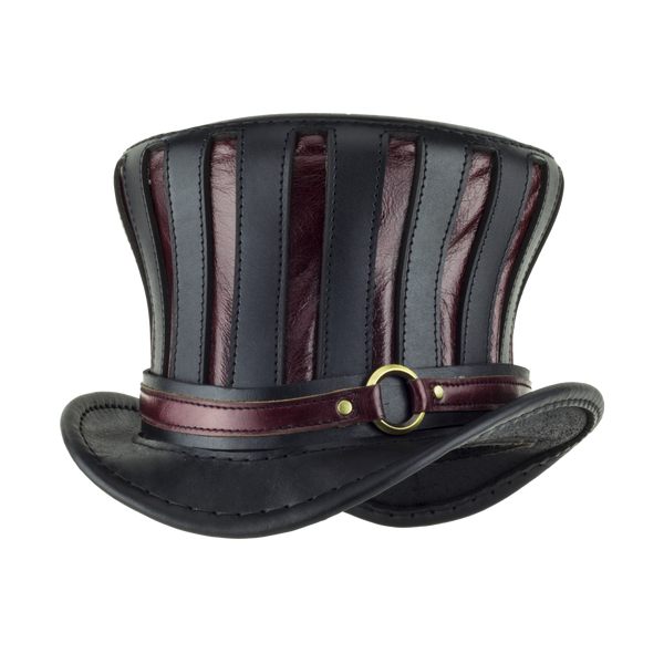 Mad Hatter Black And Red Leather Top Hat Subverse Industries
