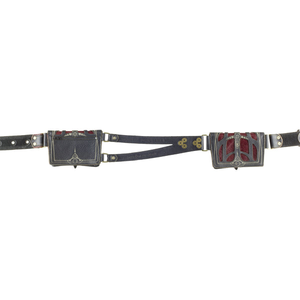 Orthrus Black/Red Leather Pocket Utility Festival Belt Back Subverse