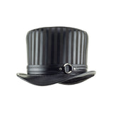 Baron Black Striped Leather Top Hat Black Ring Steampunk Band Angle Subverse