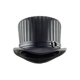 Baron Black Striped Leather Top Hat Black Ring Steampunk Band Front Subverse