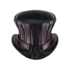 Mad Hatter Leather Top Hat in Black and Red Steampunk Coachman front back Subverse