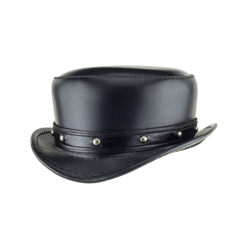 Pinkerton Black Top Hat with Rocker Nickel Dome Stud Band Angle Subverse