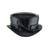 Pinkerton Black Leather Top Hat with Classic black rolled edge band back subverse