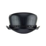 Pinkerton Deco Black Leather Short Top Hat Front Subverse