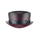 Pinkerton Oxblood Leather Top Hat black chrome ring band front subverse