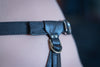 Eos leather Strap-on harness in black and brass